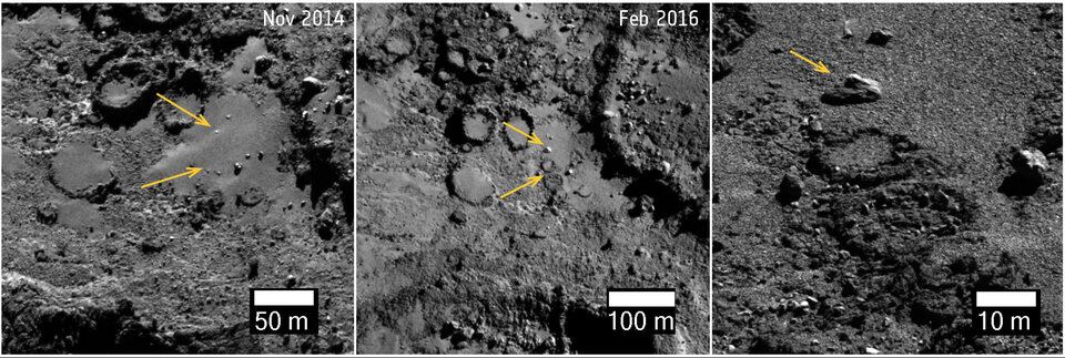 Comet changes: erosion and exhumation in Imhotep  