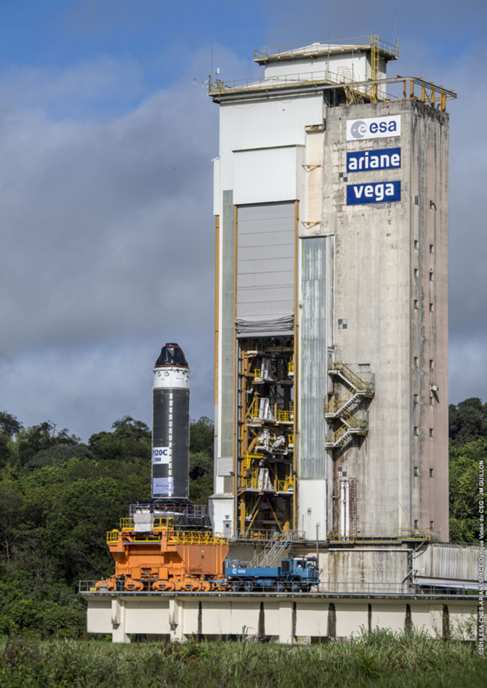 P120C rocket motor transfer to test stand at Europe's Spaceport
