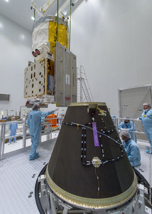 Positioning Aeolus over the rocket cone