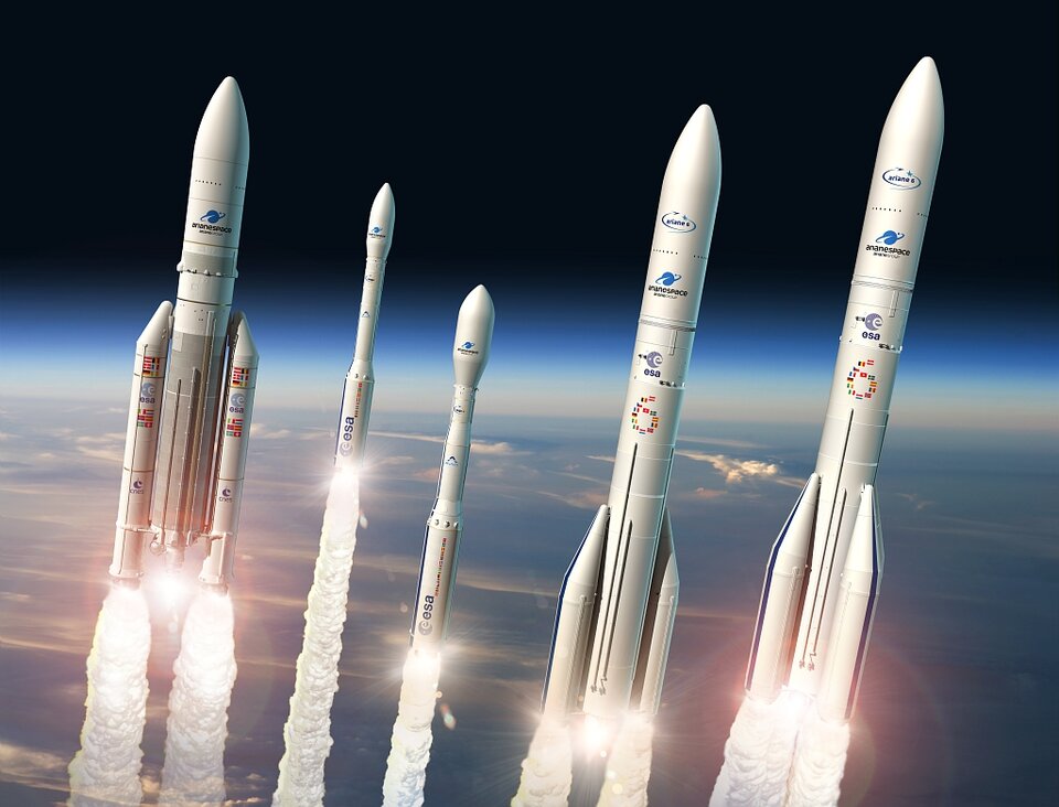 Artist's impression of Europe's family of rockets showing the rockets Caroline has been involved in