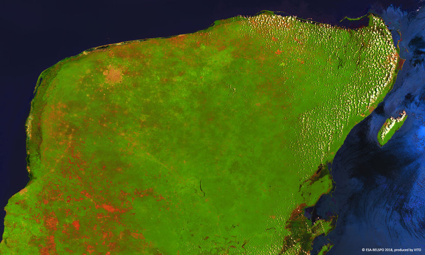 Proba-V images the Yucatán peninsula