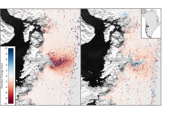 Changing height of Jakobshavn 