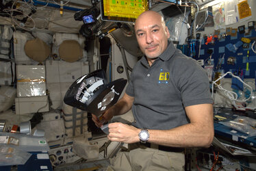 Luca running science on Station