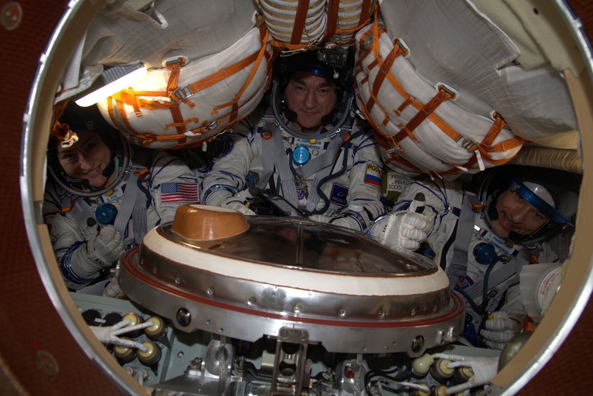 Luca, Christina and Alexander in Soyuz MS-13