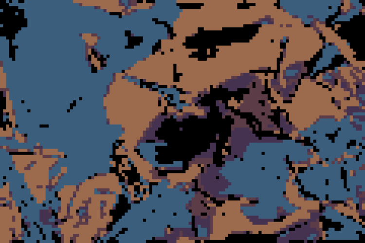 Clustered thin section image of Apollo 11 Sample 10003,153 in Cross-Polarized Light