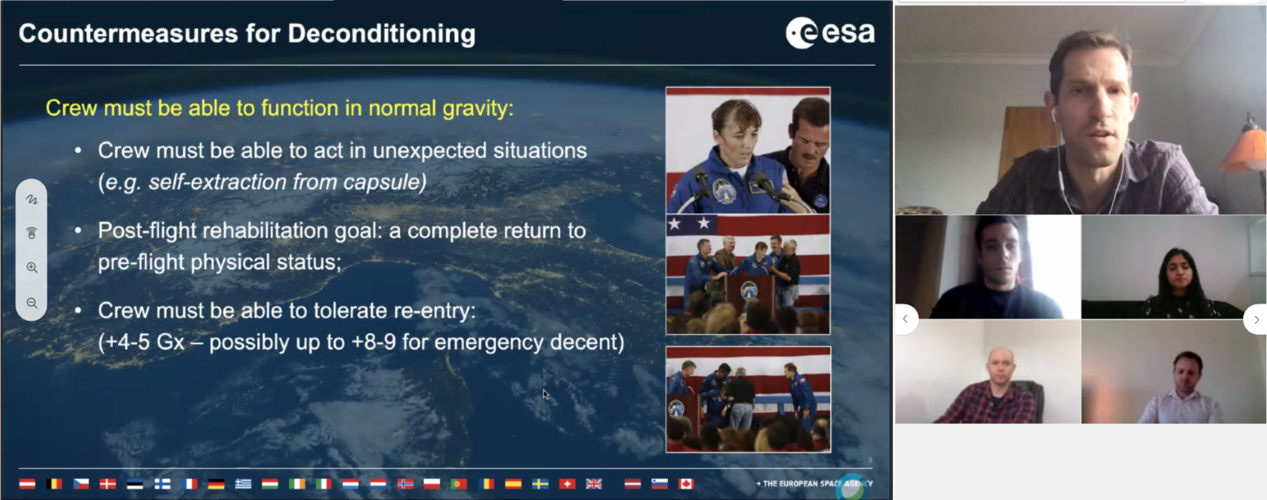 Online lecture during space physicians training course 2021