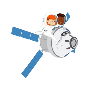 Leo and Luna travelling to the Moon