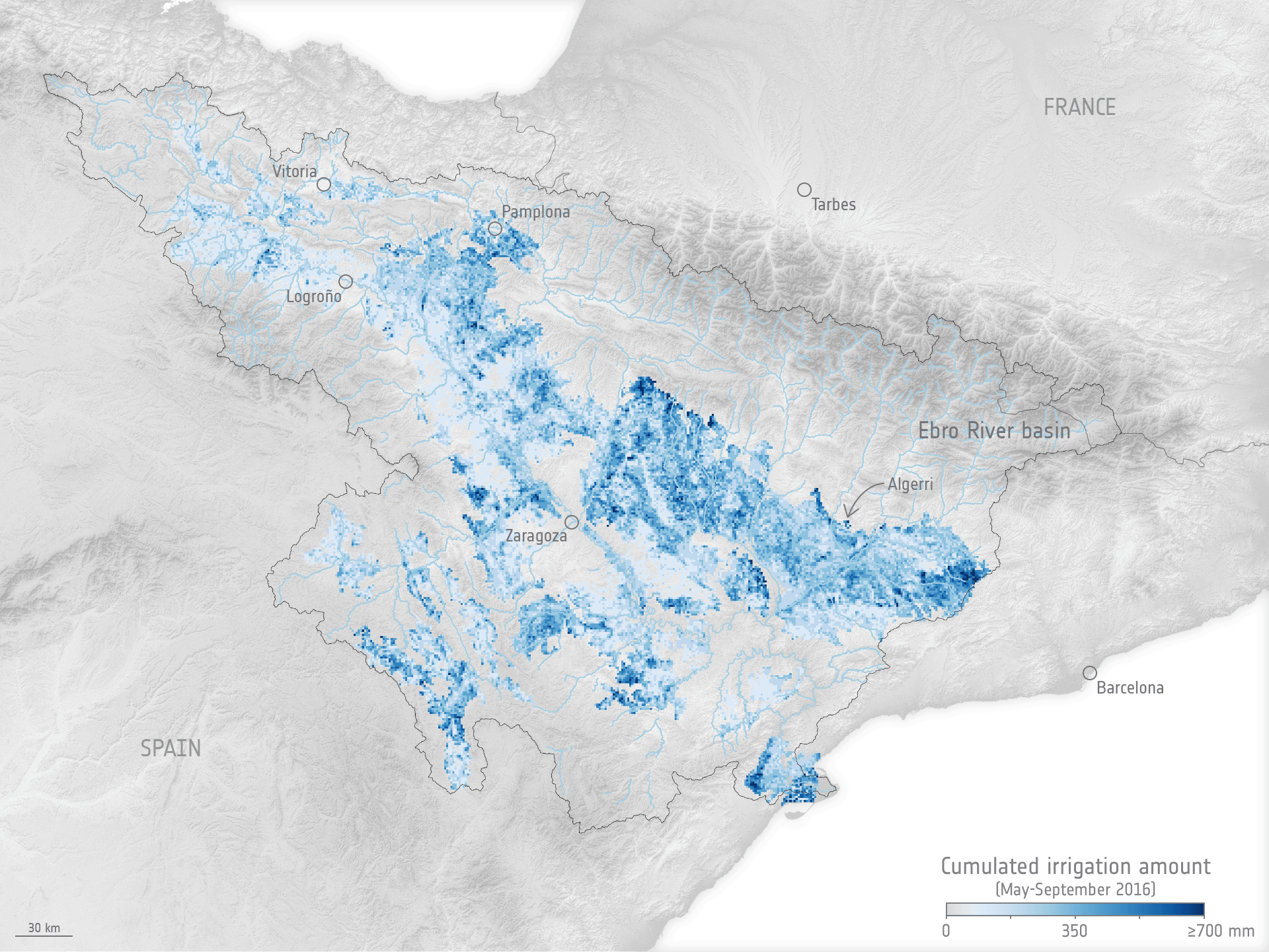 Irrigation Ebro River basin