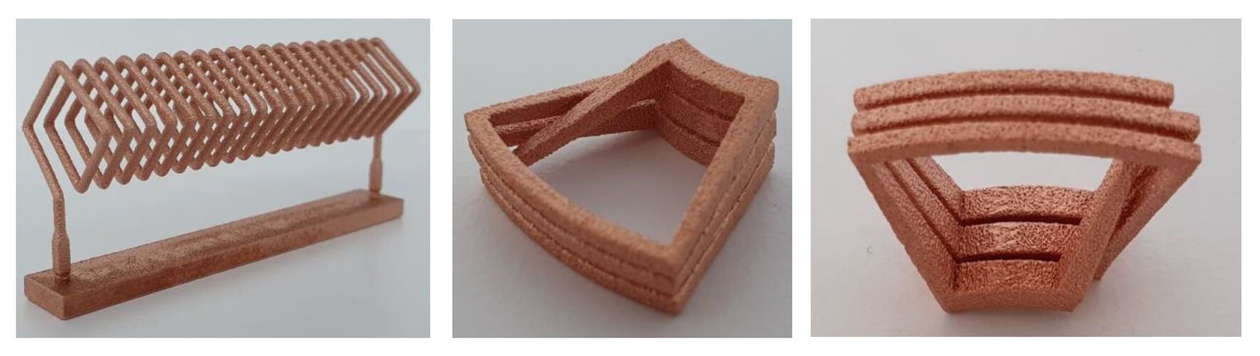 A Selection of Copper Coils Created by Additive Manufacturing Techniques 