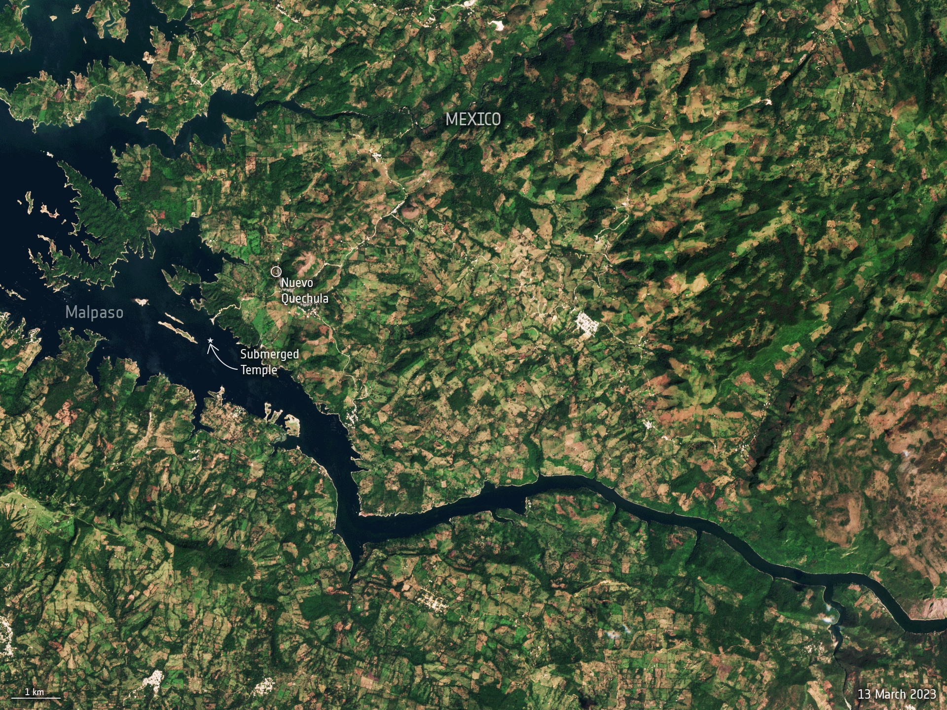 Extreme heat exposes submerged church