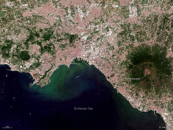 Green waters in the Bay of Naples