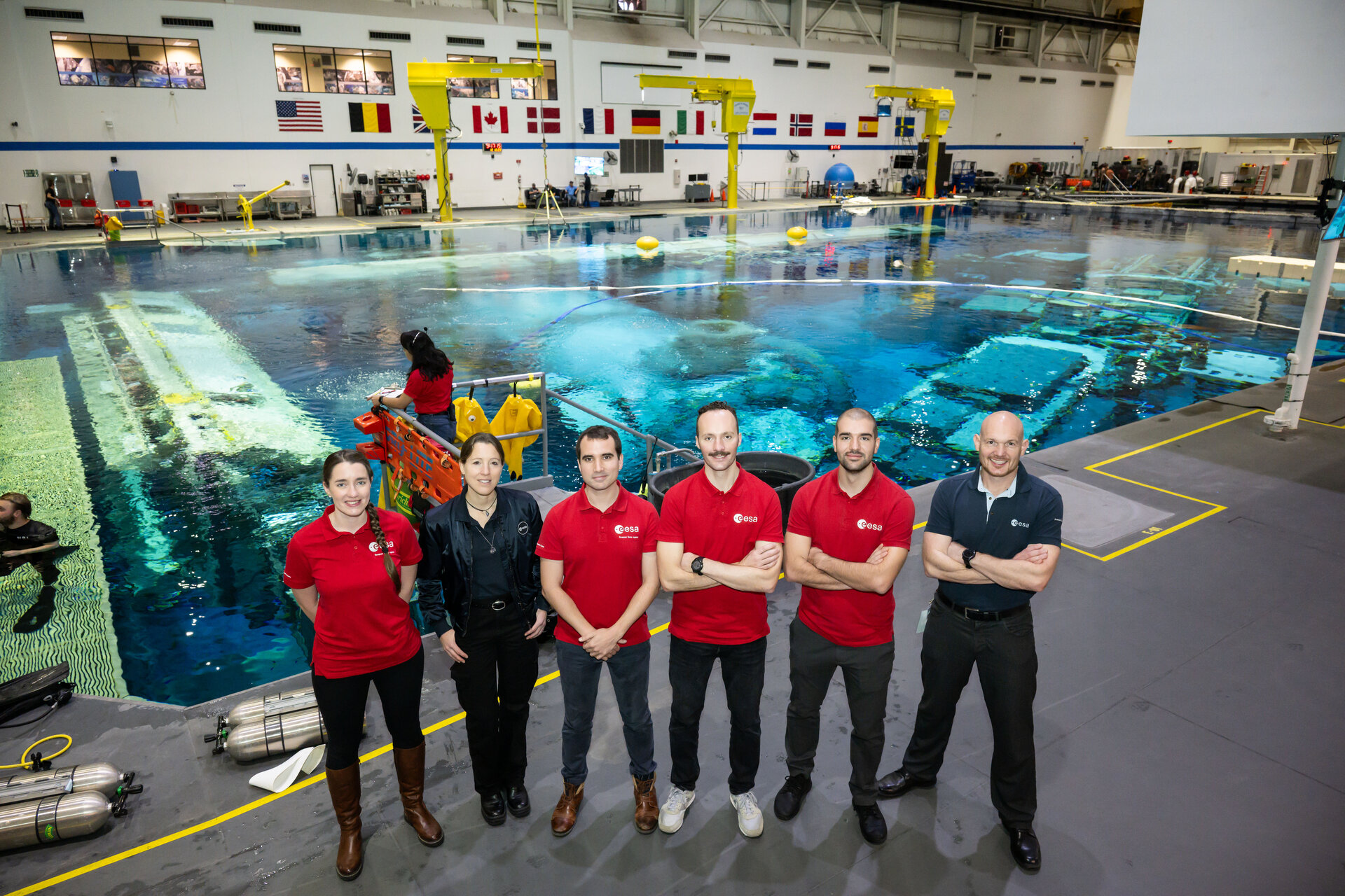 ESA astronaut candidates at NASA's Neutral Buoyancy Laboratory (NBL)