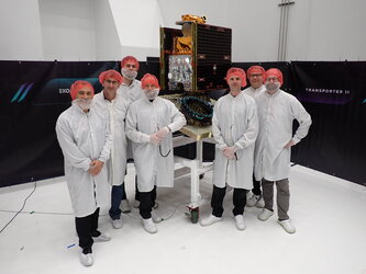 Arctic Weather Satellite team at the launch site