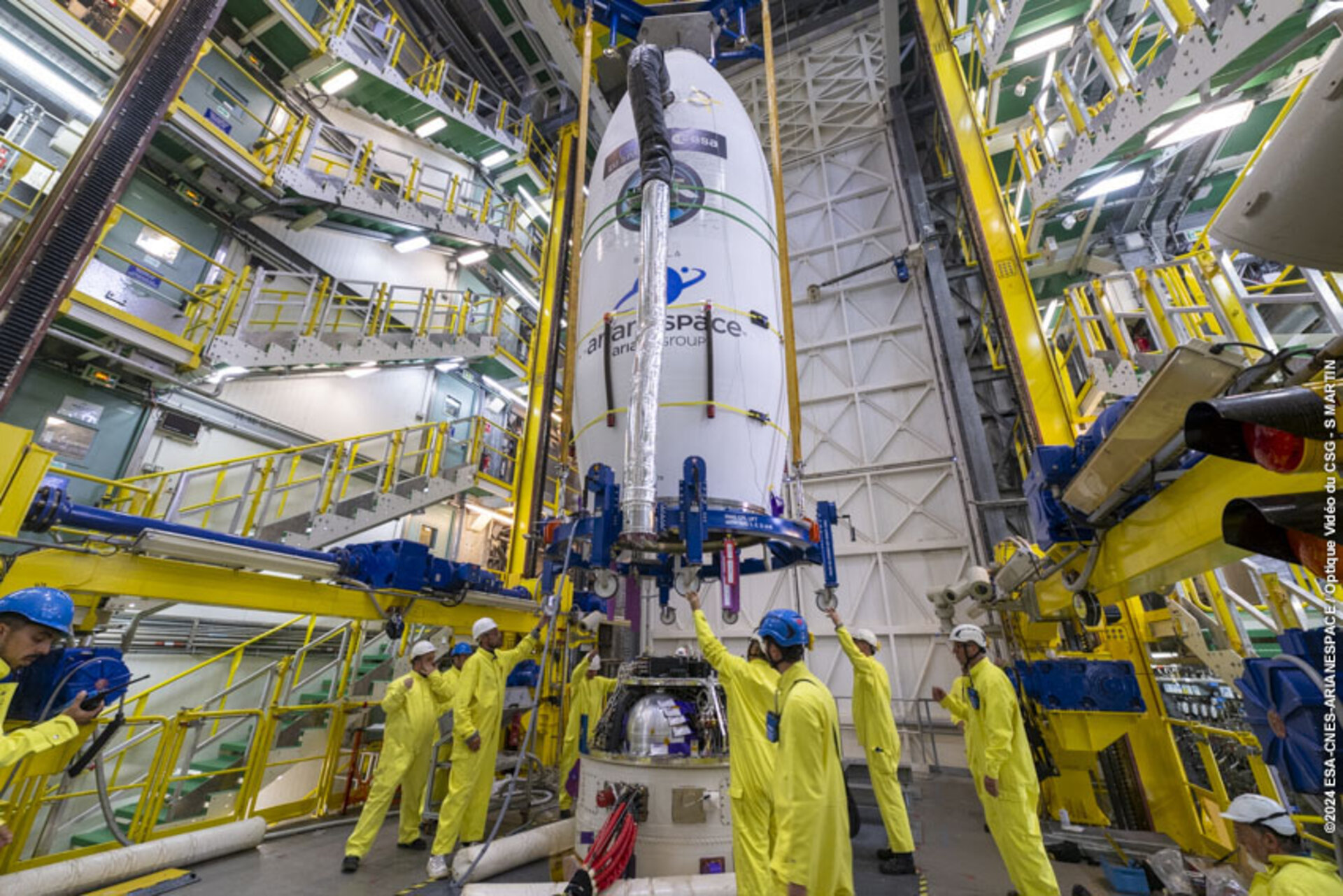Sentinel-2C upper composite being lowered onto the rocket