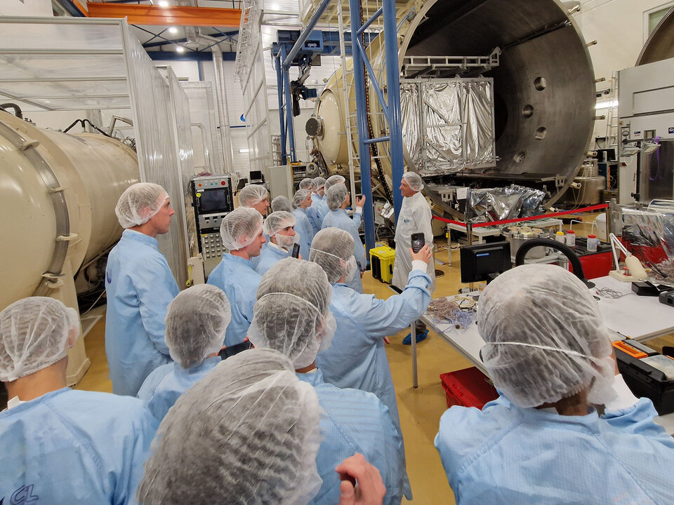 The students enjoyed a visit of the testing facilities in the Centre Spatial de Liège.