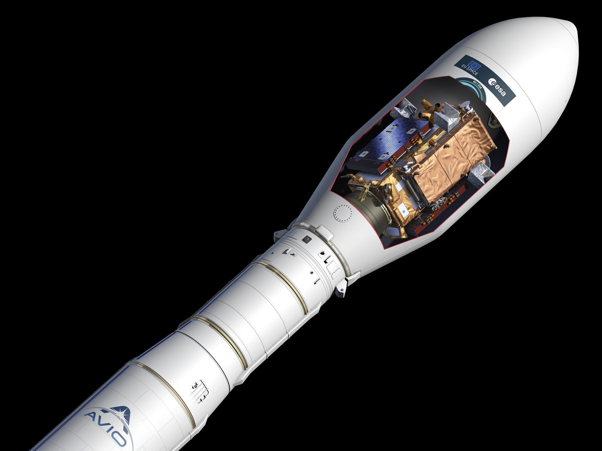 Artist impression of Sentinel-1C in the Vega-C launcher