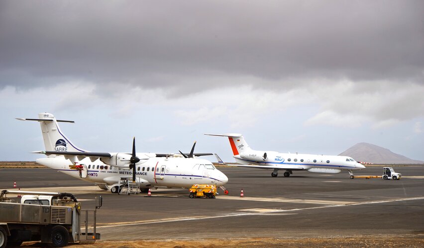 Halo and ATR42 aircraft at Sal, Cabo Verde