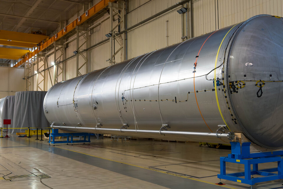 Themis flight model tank during start of assembly