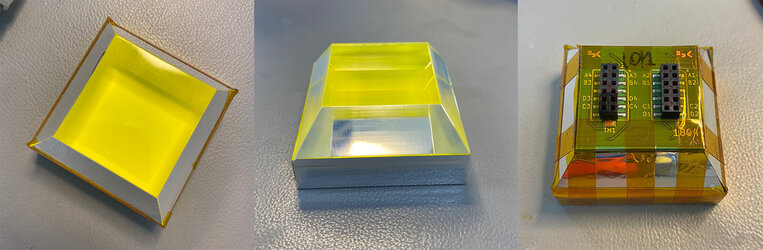 Assembly of the Breadboard Model of the GAGG inorganic scintillating calorimeter with the Silicon Photomultipliers manufactured by the Bruno Kessler Foundation (FBK)