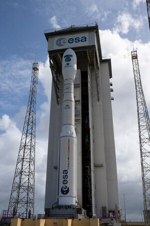 Rolling back the mobile building around Vega-C for flight VV25