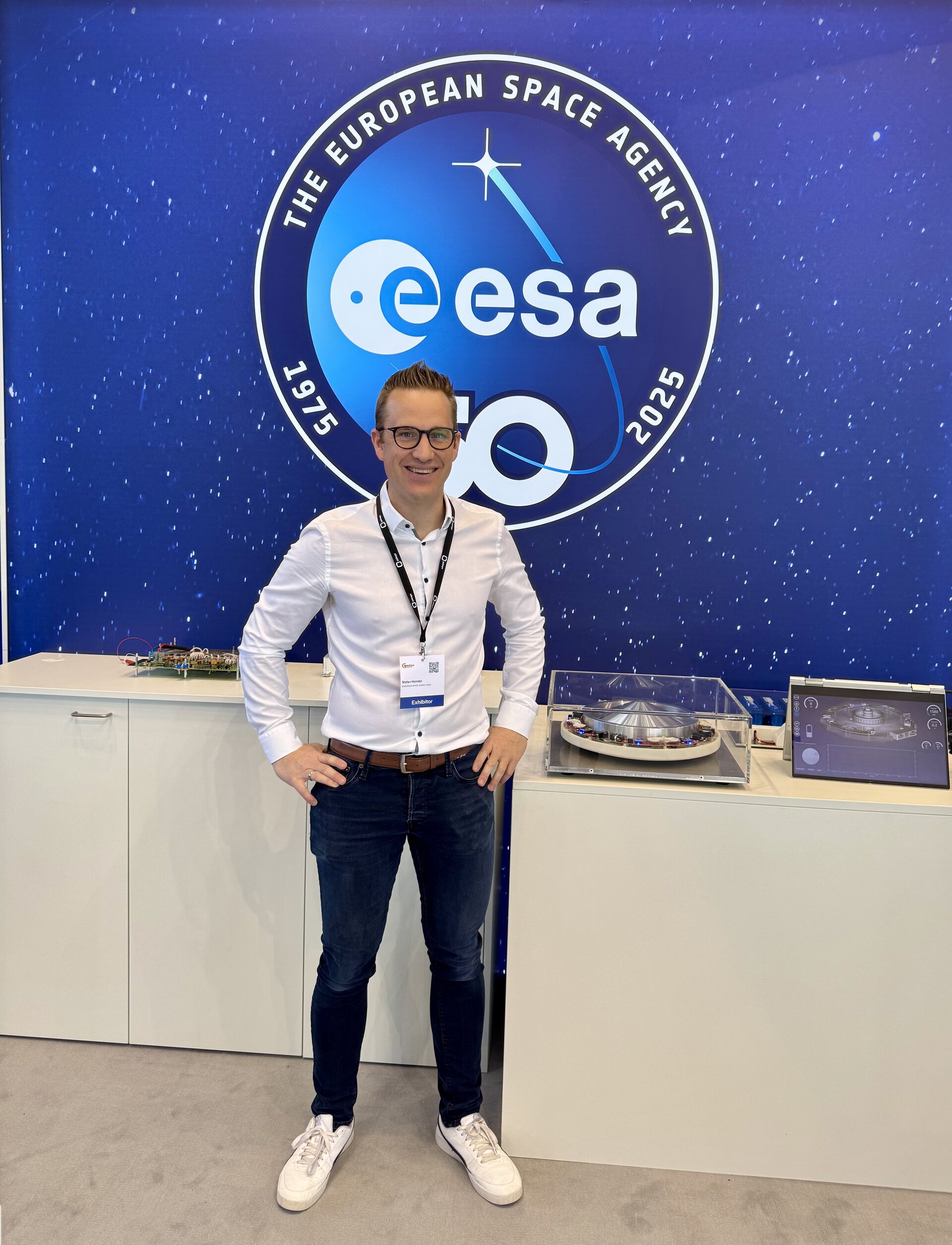 Stefan Heindel by his Airwheel invention at the International Exhibition of Inventions Geneva