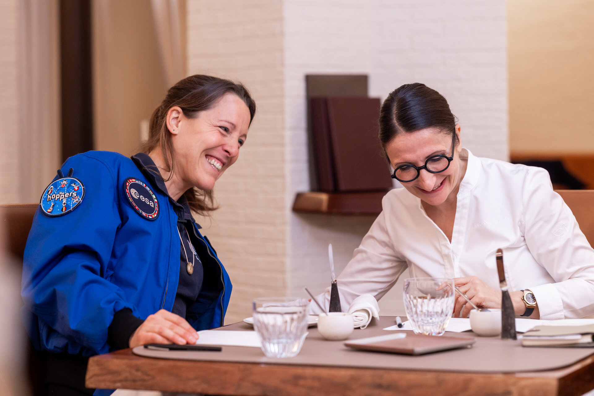 Space chef Anne-Sophie Pic together with the French astronaut Sophie Adenot at a tasting in Paris 