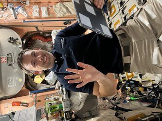 Sławosz's space office by dining table