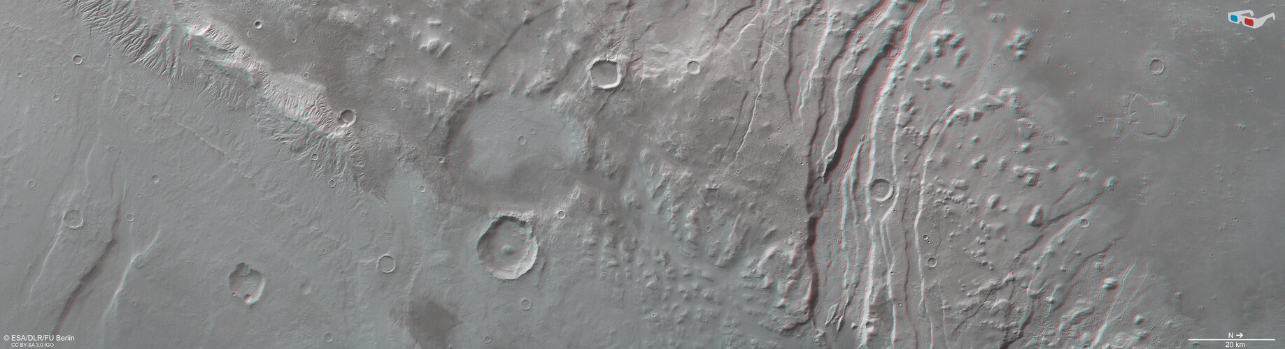 Acheron Fossae’s western fringes in 3D