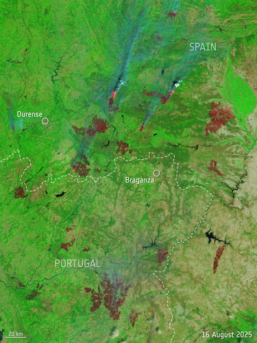 Fires northeast Portugal and northwest Spain