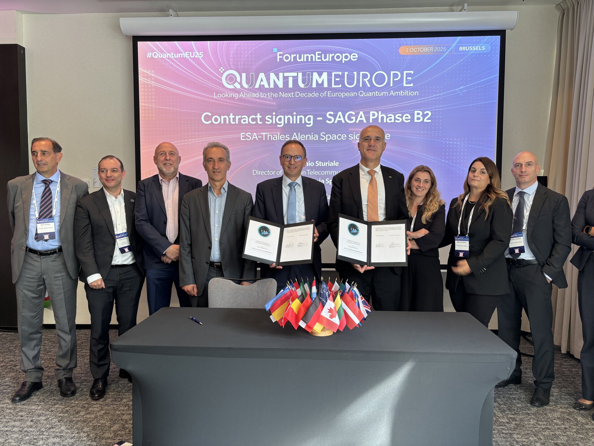 ESA has signed with Thales Alenia Space for the phase B2 of SAGA, a mission for European secure communications.