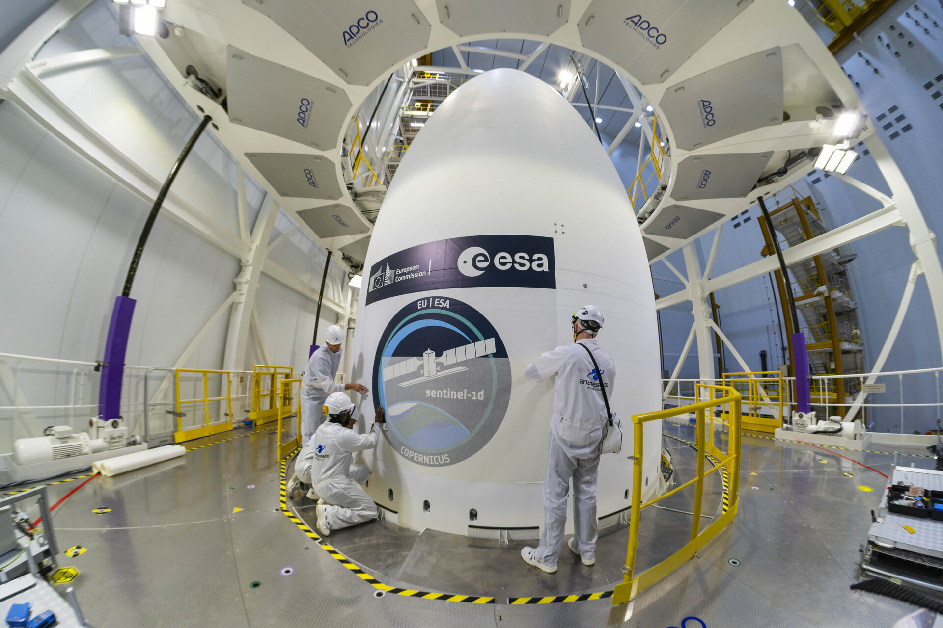 Ariane 6 fairing getting its Sentinel-1D sticker