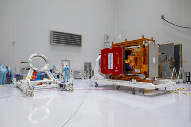 Sentinel-1D in the cleanroom at Kourou