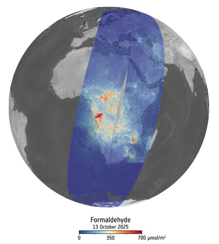 Formaldehyde over Africa measured by Sentinel-5A