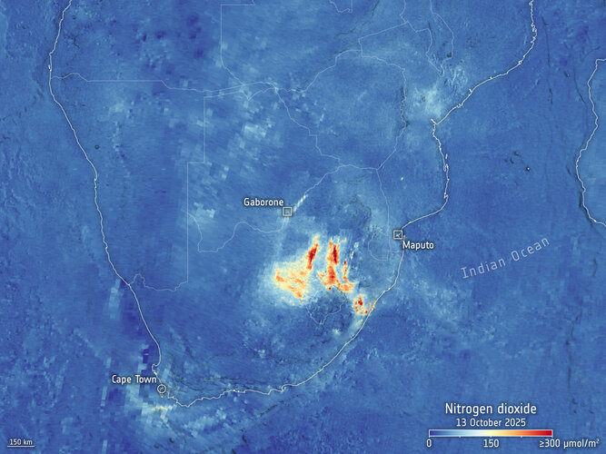 Nitrogen dioxide over South Africa measured by Sentinel-5A