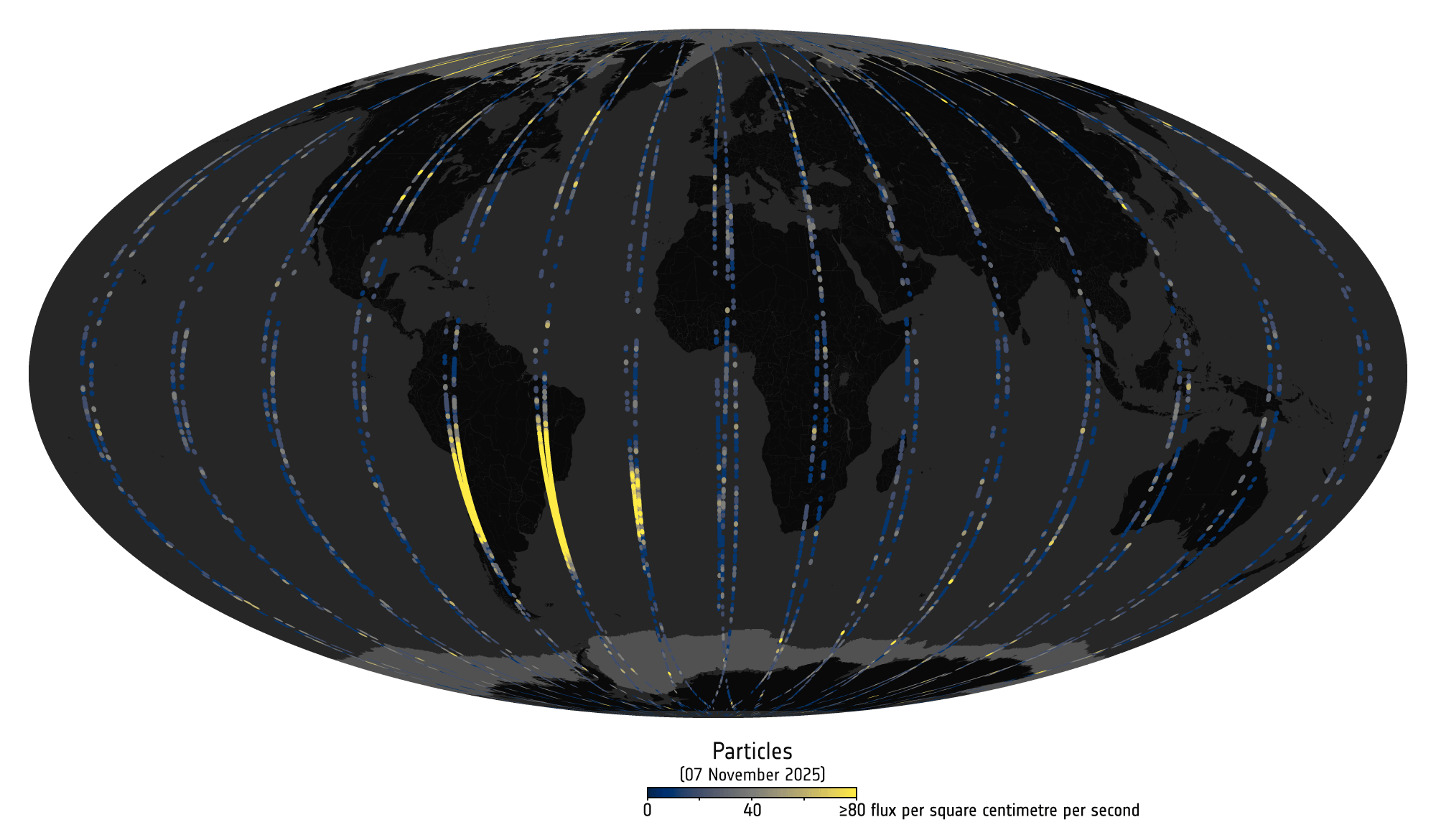 High-energy proton flux in polar regions, by Swarm