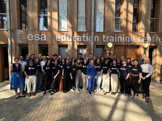 Students with Meganne Christian during the 10th ESA–ELGRA Gravity-Related Research Summer School