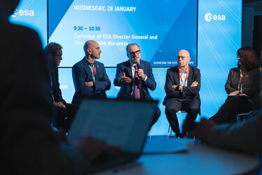 The ESA Director General and Directors spoke to media during the 18th European Space Conference 