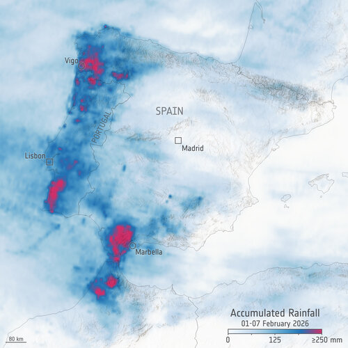 Accumulated rainfall over the Iberian Peninsula