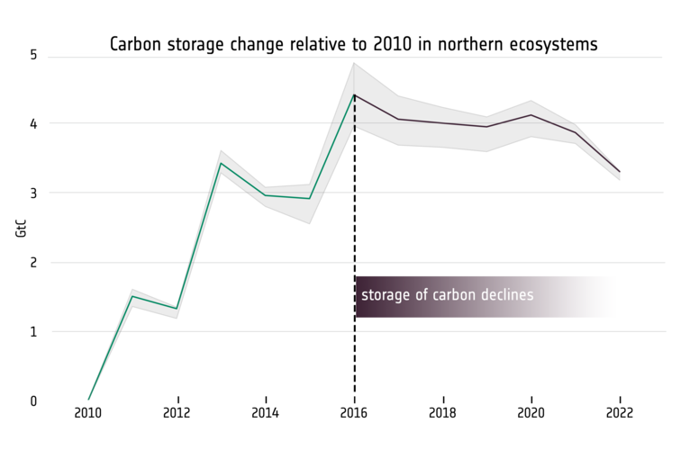 Decline of stored carbon in northern ecosystems