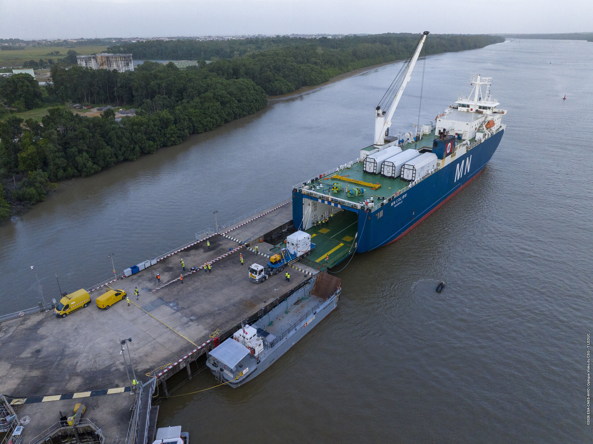 Smile exits the boat that carried it to French Guiana
