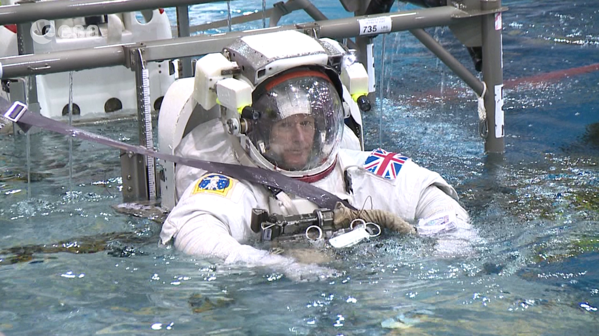  ESA astronaut Tim Peake during spacewalk training in Houston, USA.